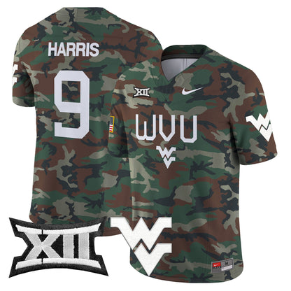 West Virginia Mountaineers 2024 Military Vapor Limited Jersey - All Stitched