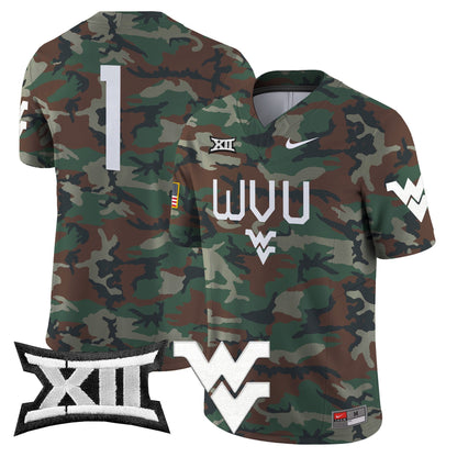 West Virginia Mountaineers 2024 Military Vapor Limited Jersey - All Stitched