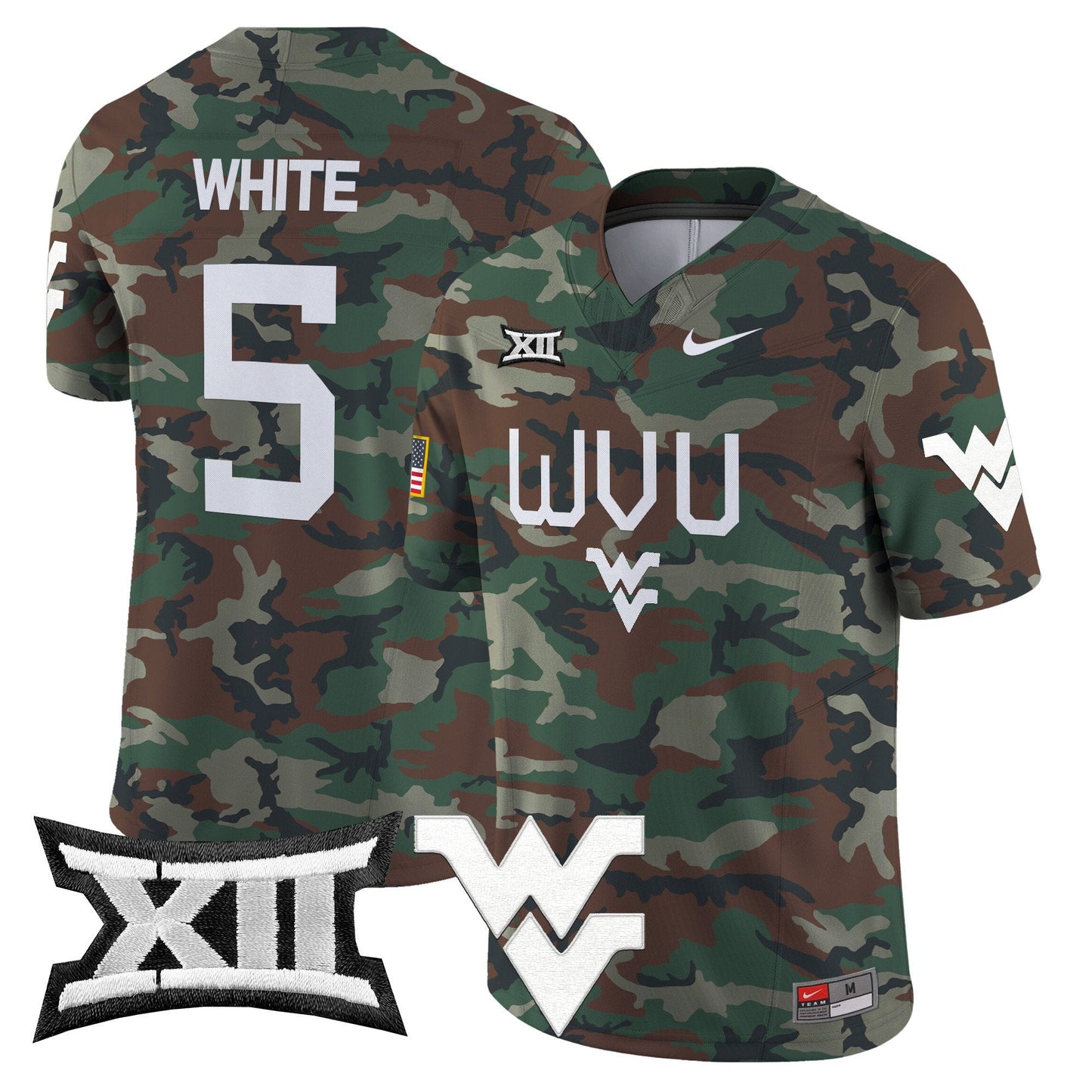 West Virginia Mountaineers 2024 Military Vapor Limited Jersey - All Stitched