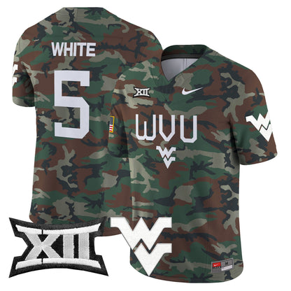 West Virginia Mountaineers 2024 Military Vapor Limited Jersey - All Stitched