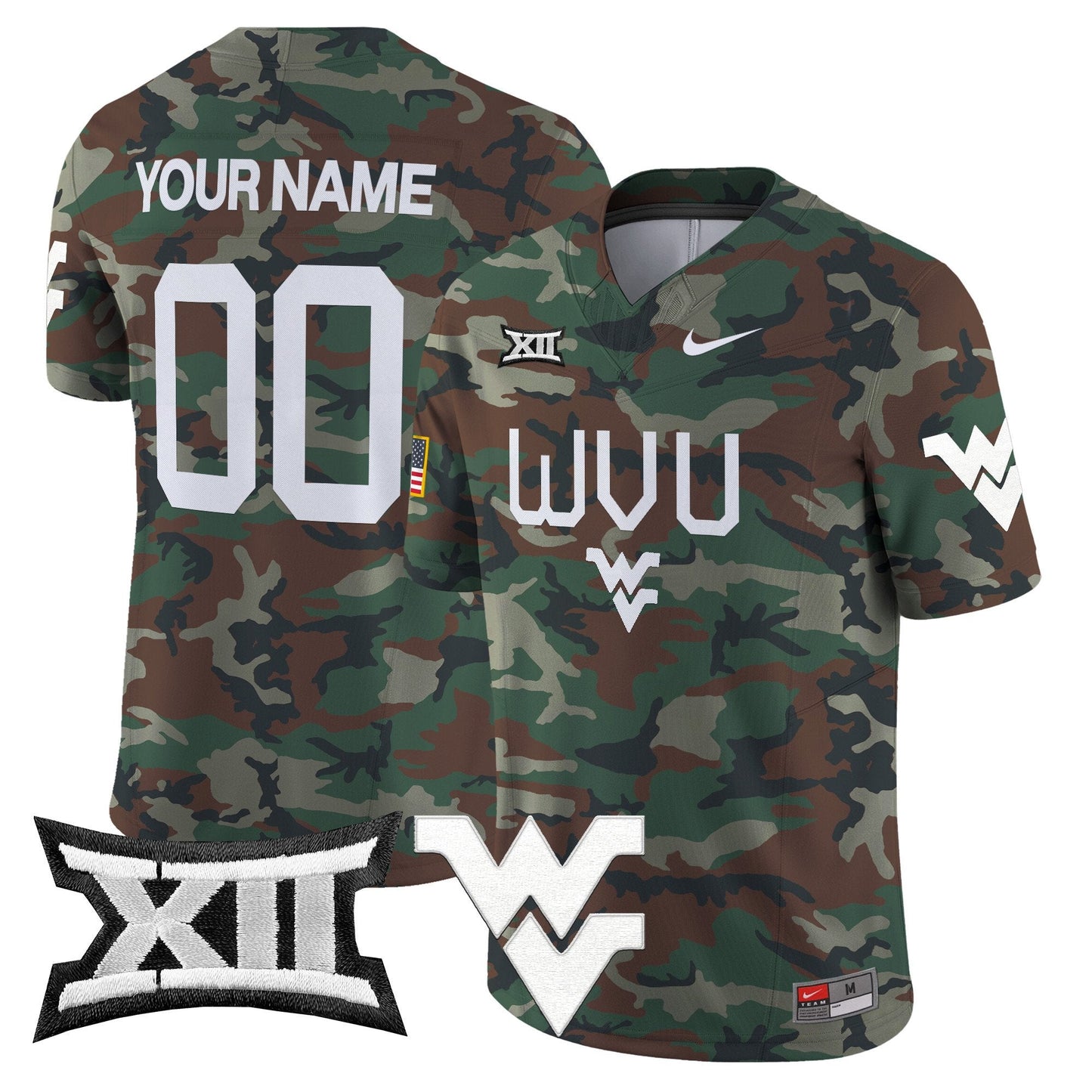 West Virginia Mountaineers 2024 Military Vapor Limited Custom Jersey - All Stitched