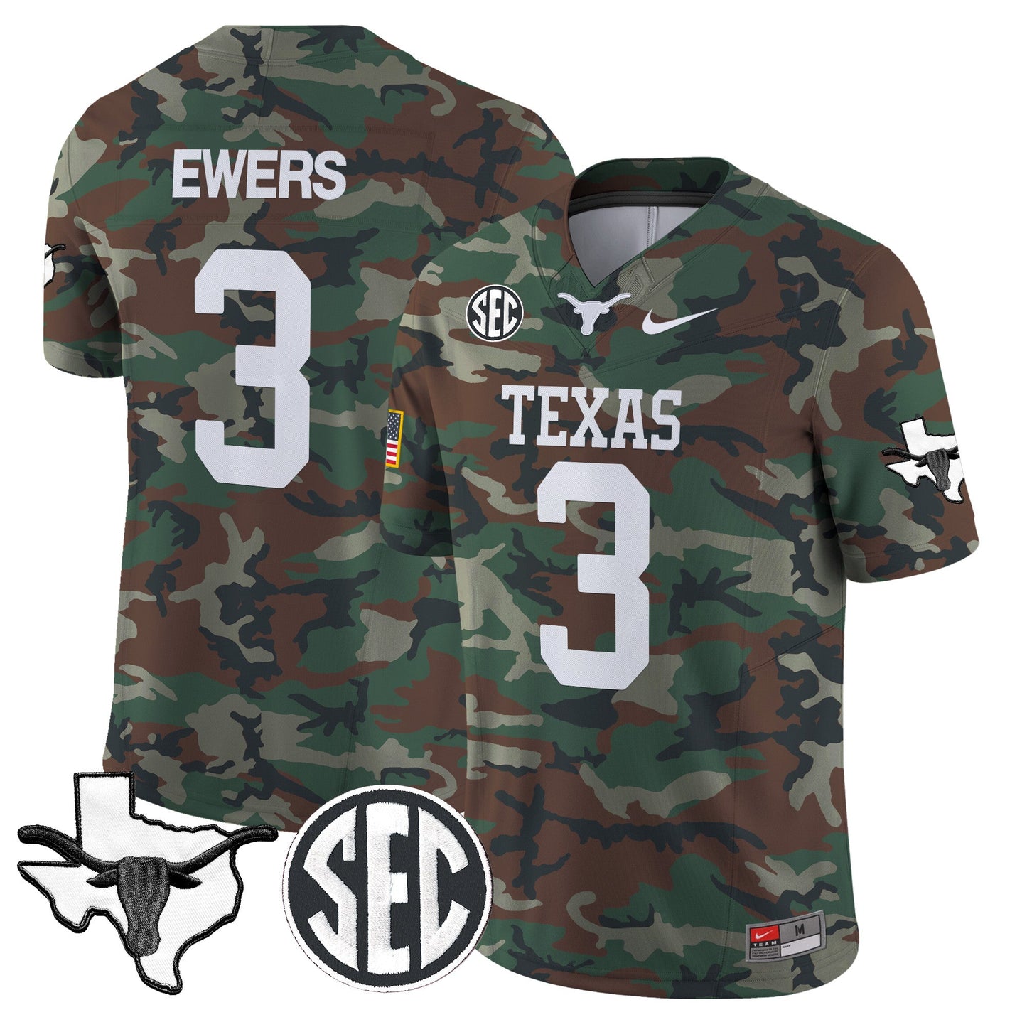 Texas Longhorns 2024 Military Vapor Limited Jersey V2 - All Stitched