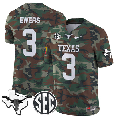 Texas Longhorns 2024 Military Vapor Limited Jersey V2 - All Stitched
