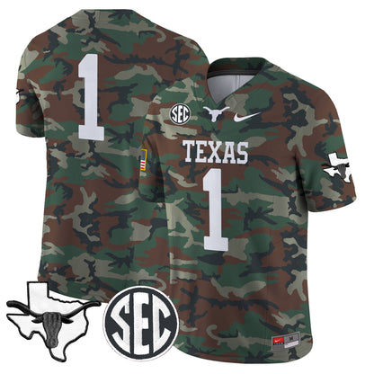 Texas Longhorns 2024 Military Vapor Limited Jersey V2 - All Stitched