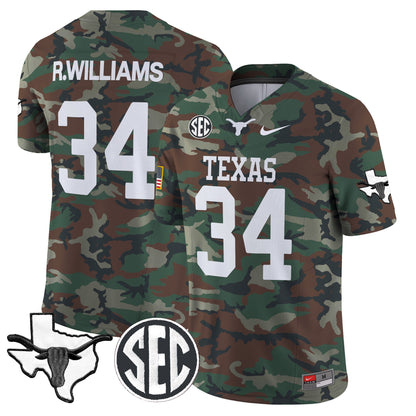Texas Longhorns 2024 Military Vapor Limited Jersey V2 - All Stitched