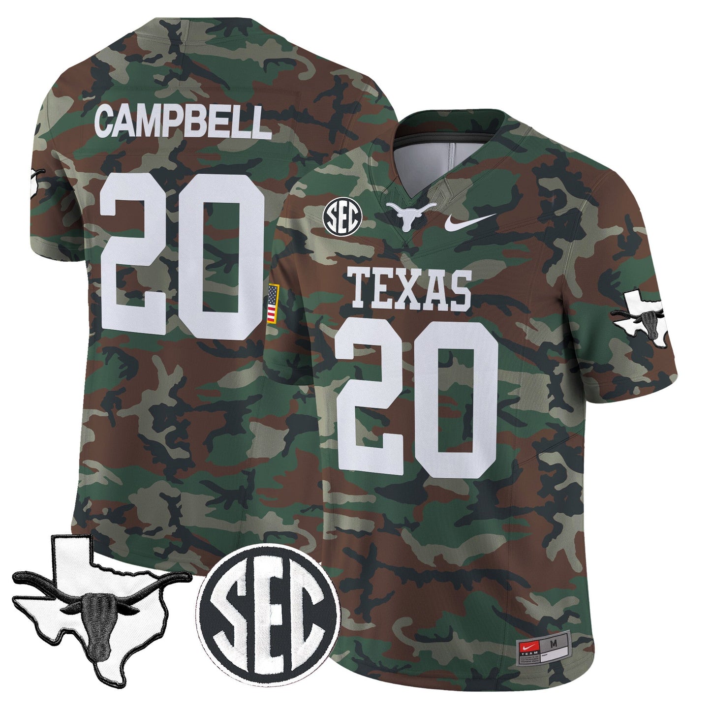 Texas Longhorns 2024 Military Vapor Limited Jersey V2 - All Stitched
