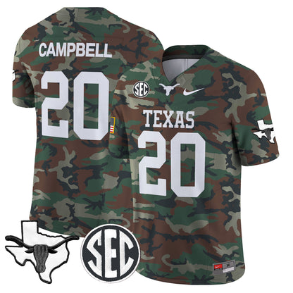 Texas Longhorns 2024 Military Vapor Limited Jersey V2 - All Stitched