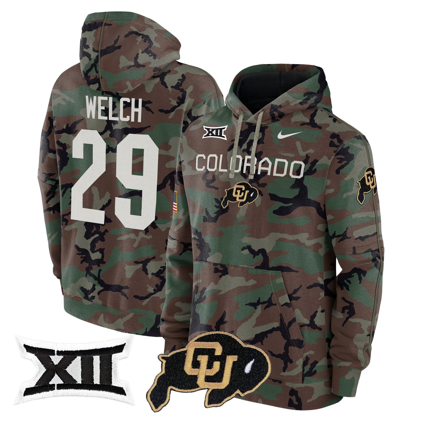 Colorado Buffaloes 2024 Military Fleece Pullover Hoodie