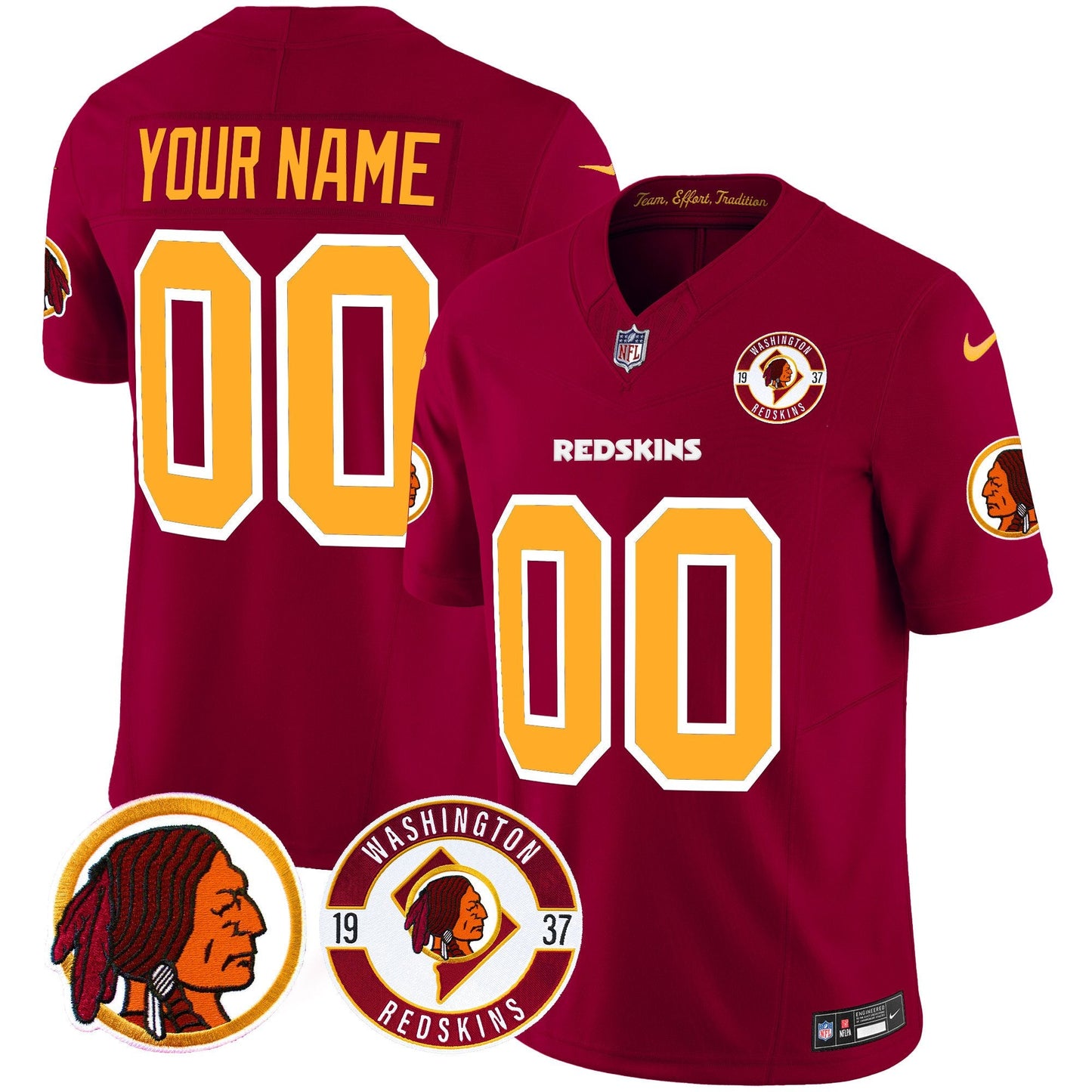 Washington Redskins 2024 Vapor Limited Custom Jersey - Est. 1937 Patch - All Stitched