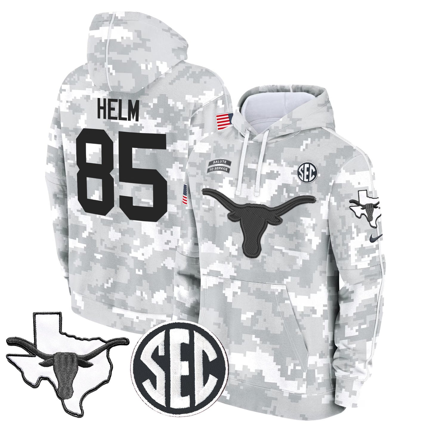 Texas Longhorns 2024 Salute to Service Fleece Pullover Hoodie