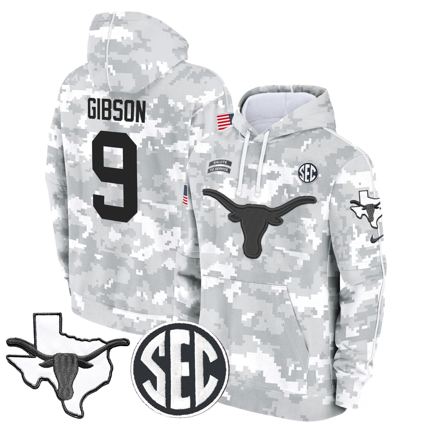 Texas Longhorns 2024 Salute to Service Fleece Pullover Hoodie