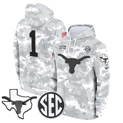 Texas Longhorns 2024 Salute to Service Fleece Pullover Hoodie