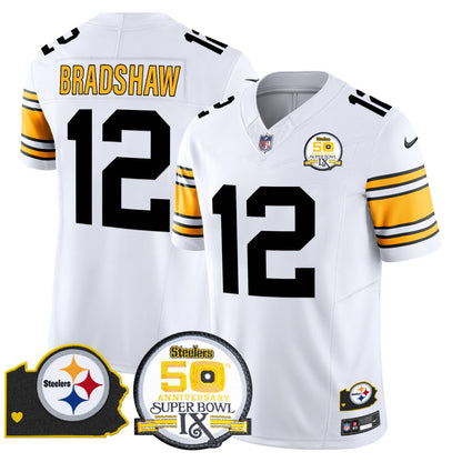 Men's Steelers 50th Anniversary Of Super Bowl IX & Map Patch Vapor Limited Jersey - All Stitched
