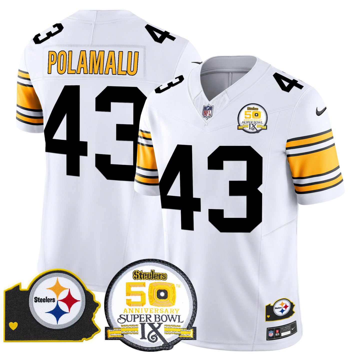 Men's Steelers 50th Anniversary Of Super Bowl IX & Map Patch Vapor Limited Jersey - All Stitched