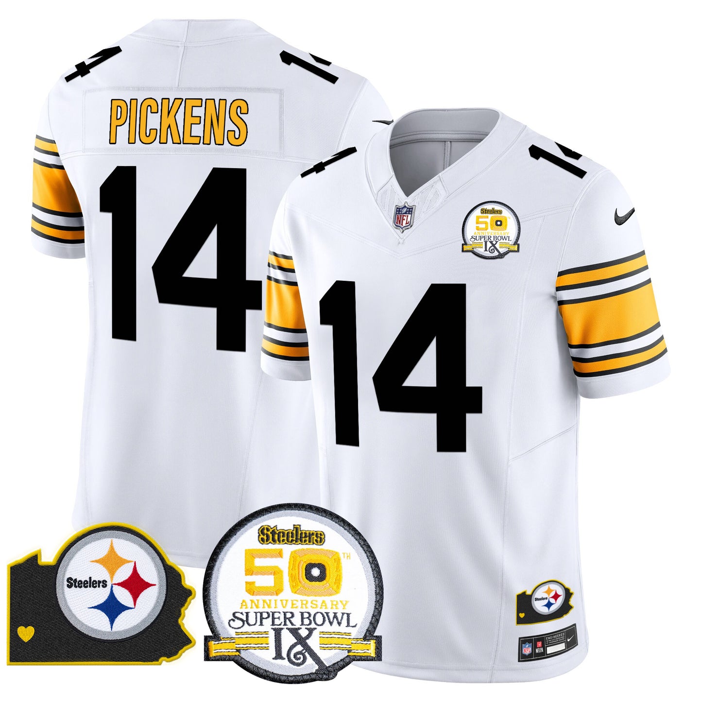 Men's Steelers 50th Anniversary Of Super Bowl IX & Map Patch Vapor Limited Jersey - All Stitched