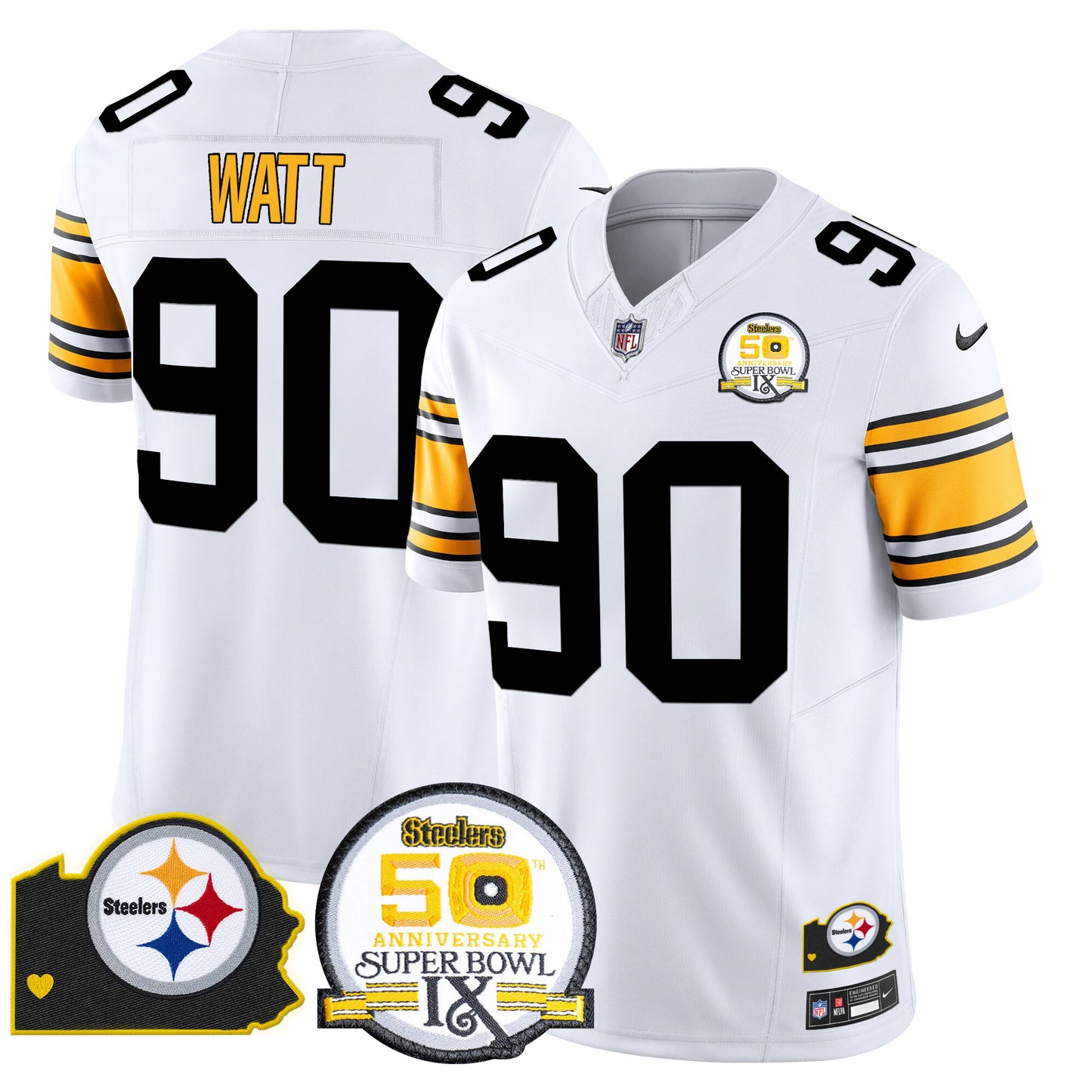 Men's Steelers 50th Anniversary Of Super Bowl IX & Map Patch Vapor Limited Jersey - All Stitched