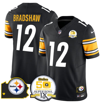 Men's Steelers 50th Anniversary Of Super Bowl IX & Map Patch Vapor Limited Jersey - All Stitched