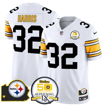 Men's Steelers 50th Anniversary Of Super Bowl IX & Map Patch Vapor Limited Jersey - All Stitched