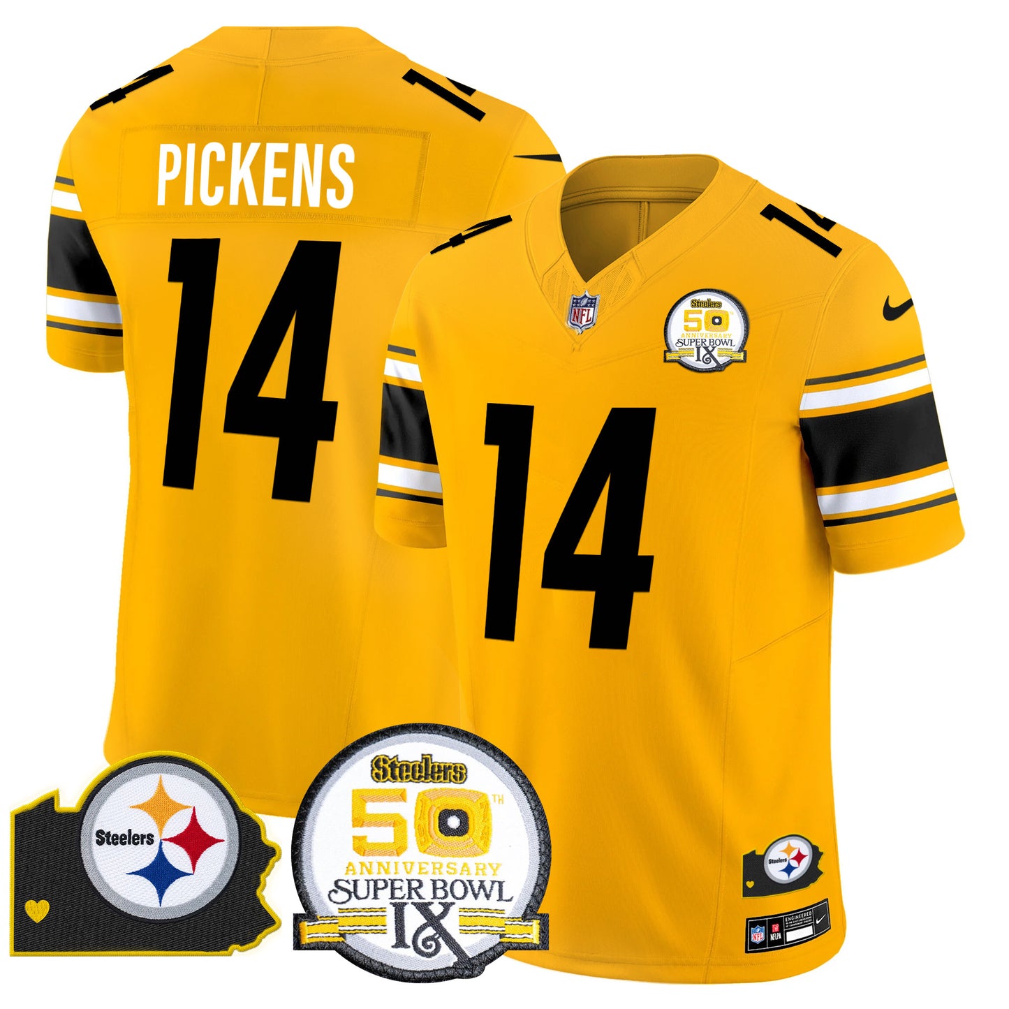 Men's Steelers 50th Anniversary Of Super Bowl IX & Map Patch Vapor Limited Jersey - All Stitched