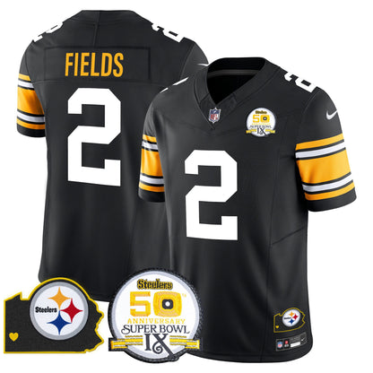 Men's Steelers 50th Anniversary Of Super Bowl IX & Map Patch Vapor Limited Jersey - All Stitched