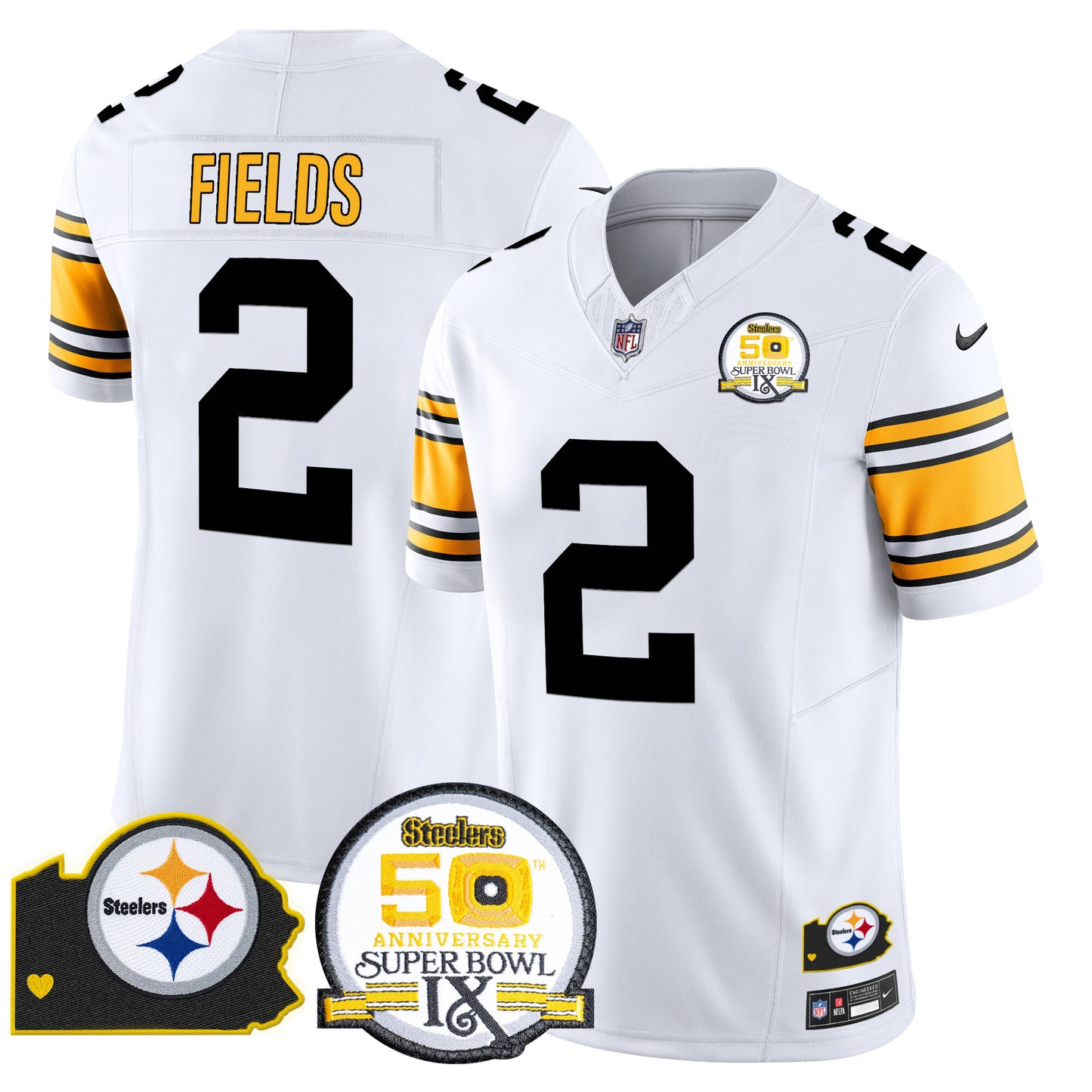 Men's Steelers 50th Anniversary Of Super Bowl IX & Map Patch Vapor Limited Jersey - All Stitched