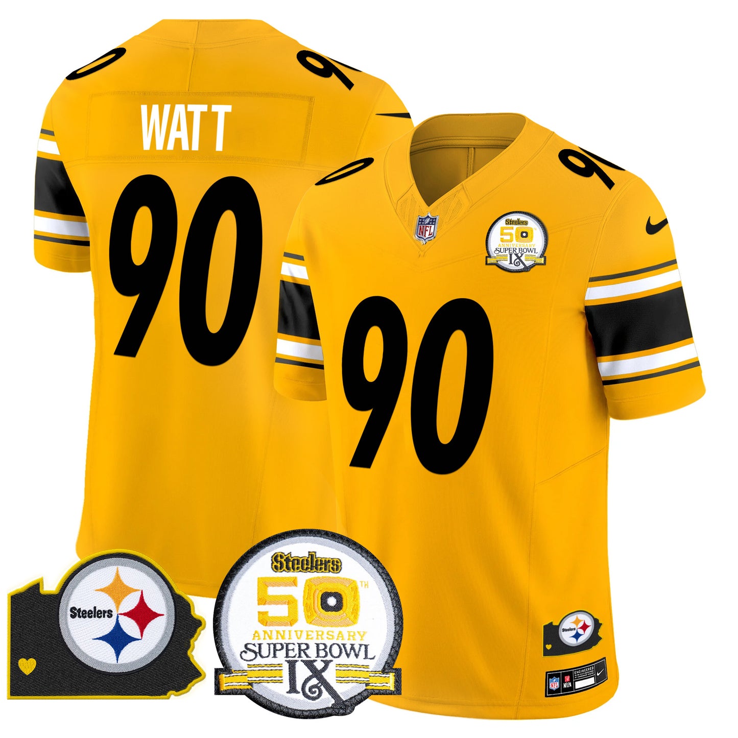Men's Steelers 50th Anniversary Of Super Bowl IX & Map Patch Vapor Limited Jersey - All Stitched