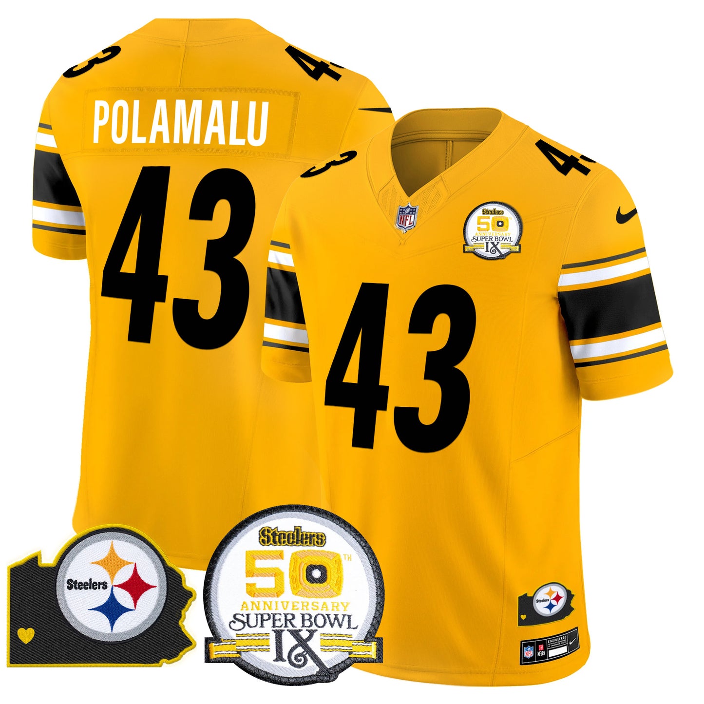 Men's Steelers 50th Anniversary Of Super Bowl IX & Map Patch Vapor Limited Jersey - All Stitched
