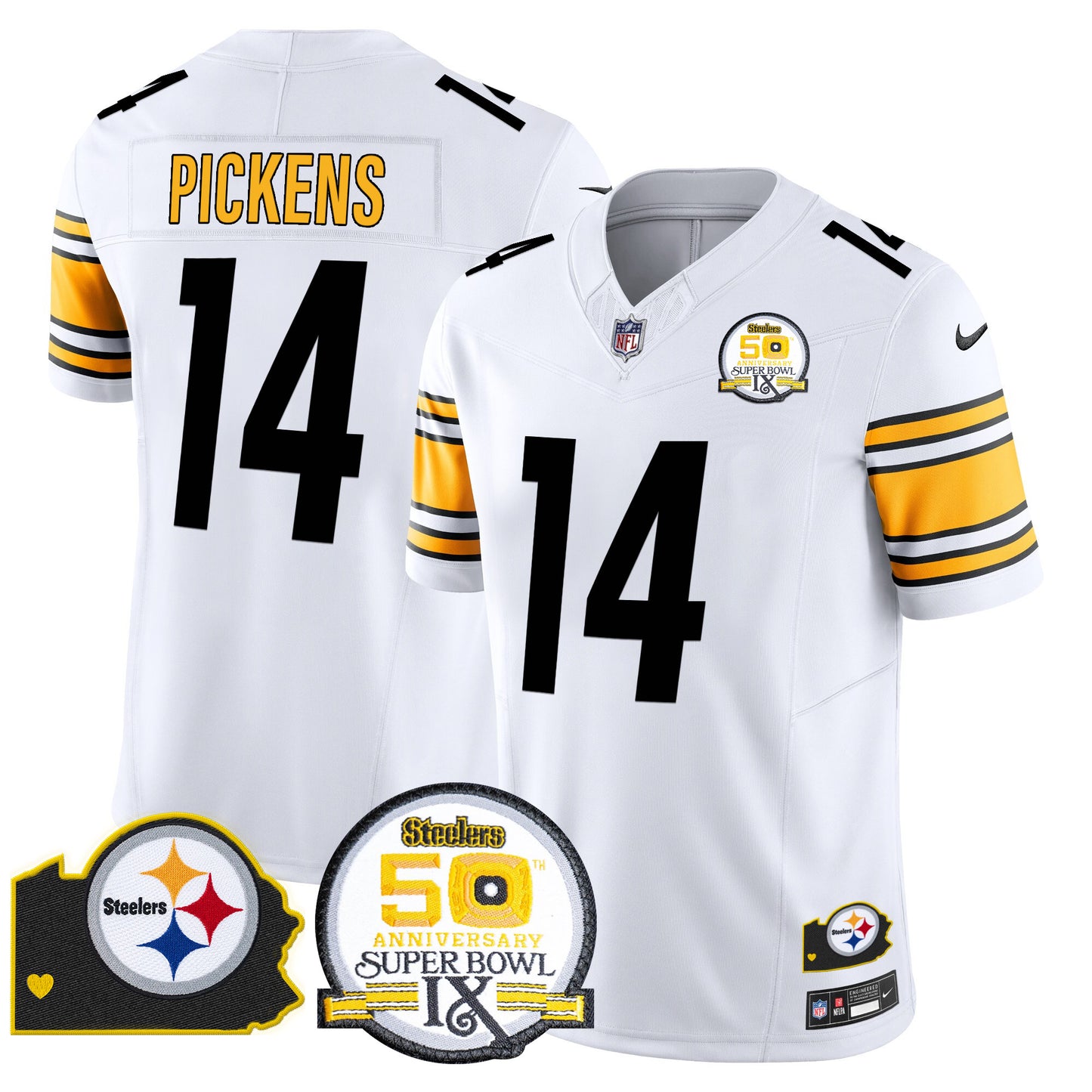 Men's Steelers 50th Anniversary Of Super Bowl IX & Map Patch Vapor Limited Jersey - All Stitched