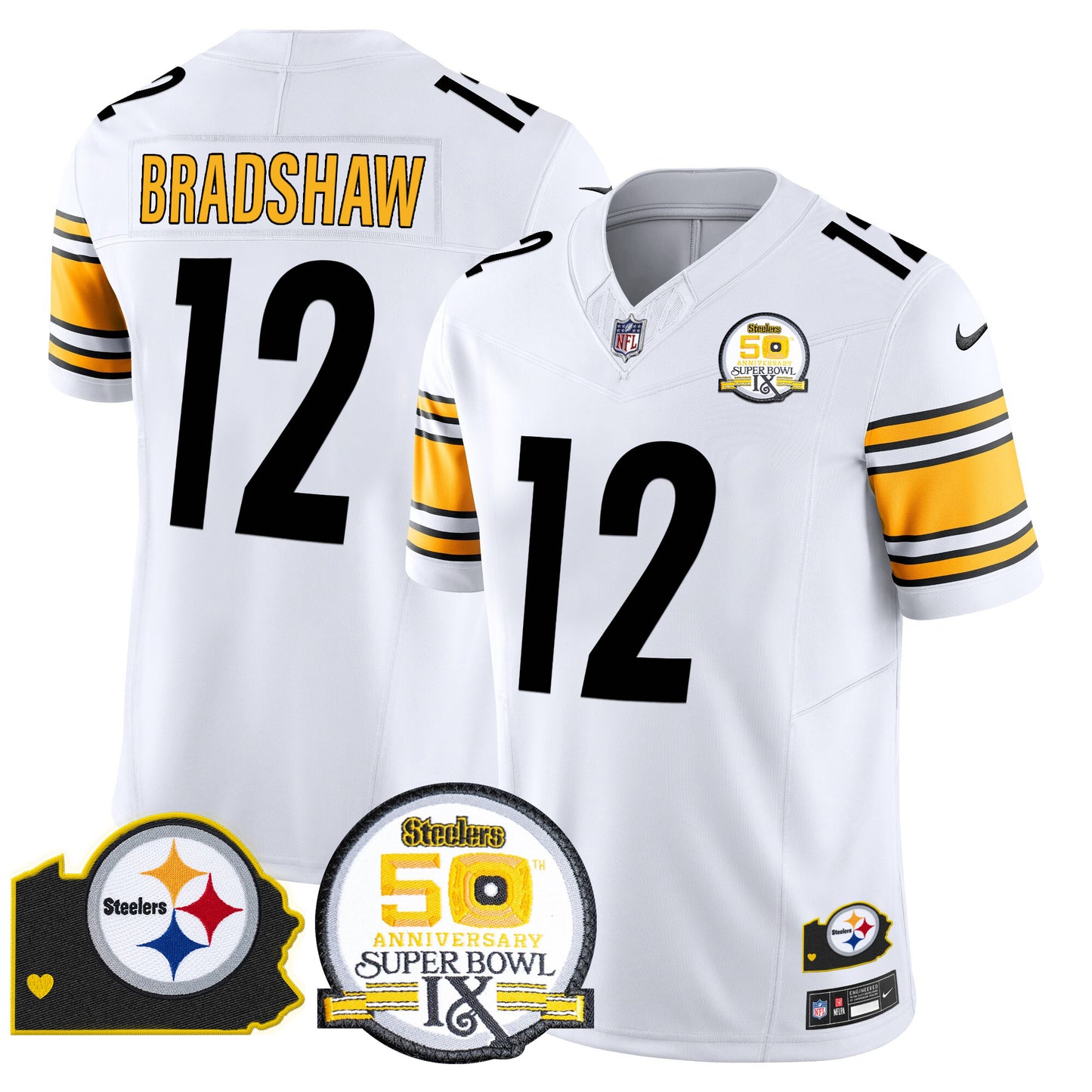 Men's Steelers 50th Anniversary Of Super Bowl IX & Map Patch Vapor Limited Jersey - All Stitched