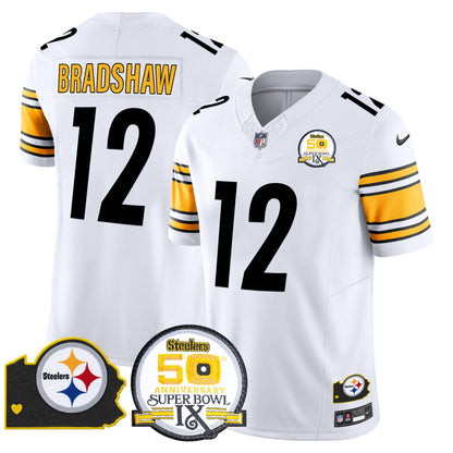 Men's Steelers 50th Anniversary Of Super Bowl IX & Map Patch Vapor Limited Jersey - All Stitched