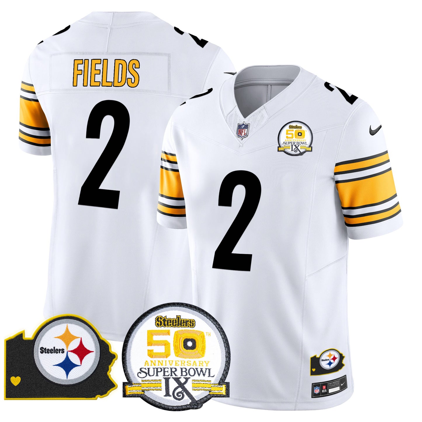 Men's Steelers 50th Anniversary Of Super Bowl IX & Map Patch Vapor Limited Jersey - All Stitched