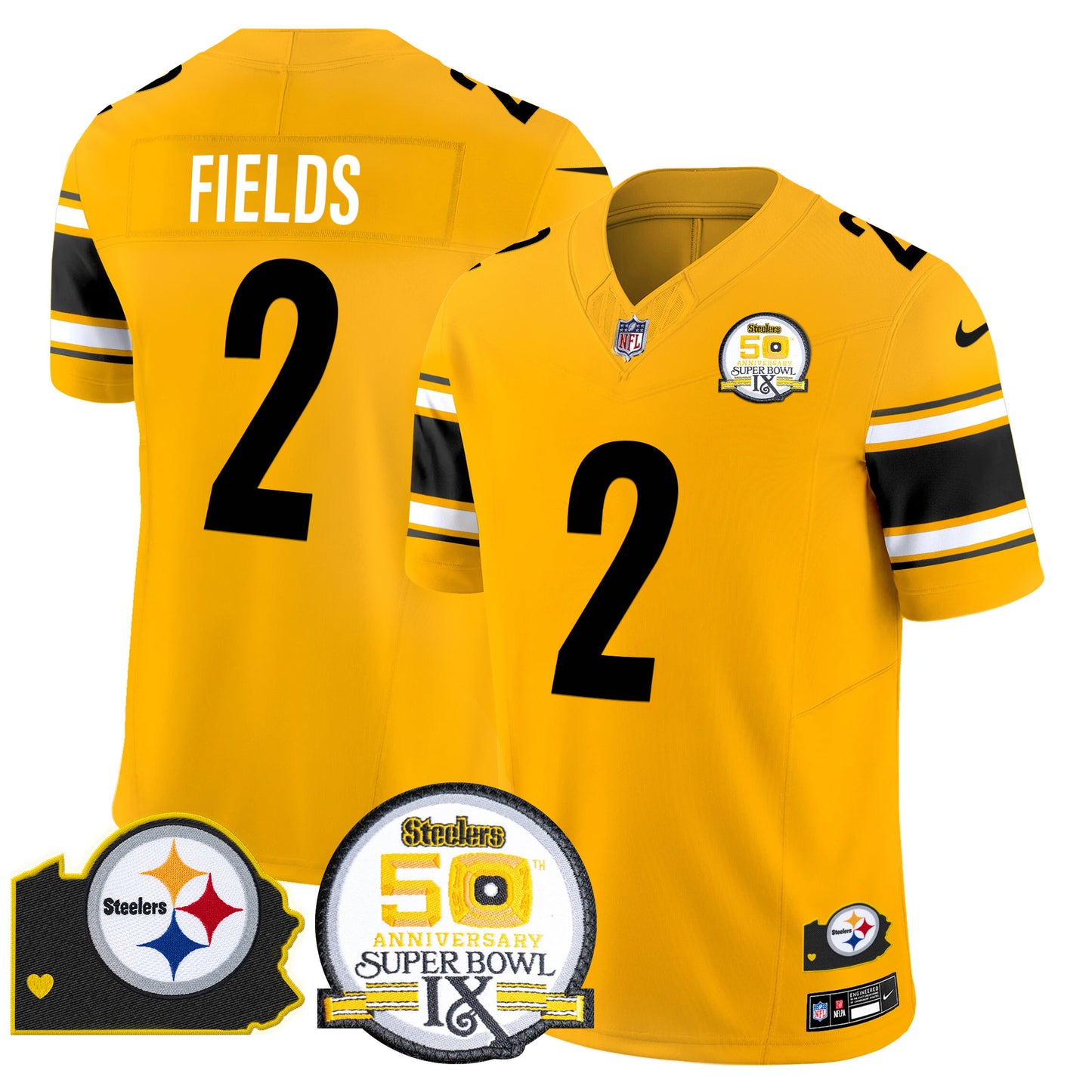 Men's Steelers 50th Anniversary Of Super Bowl IX & Map Patch Vapor Limited Jersey - All Stitched