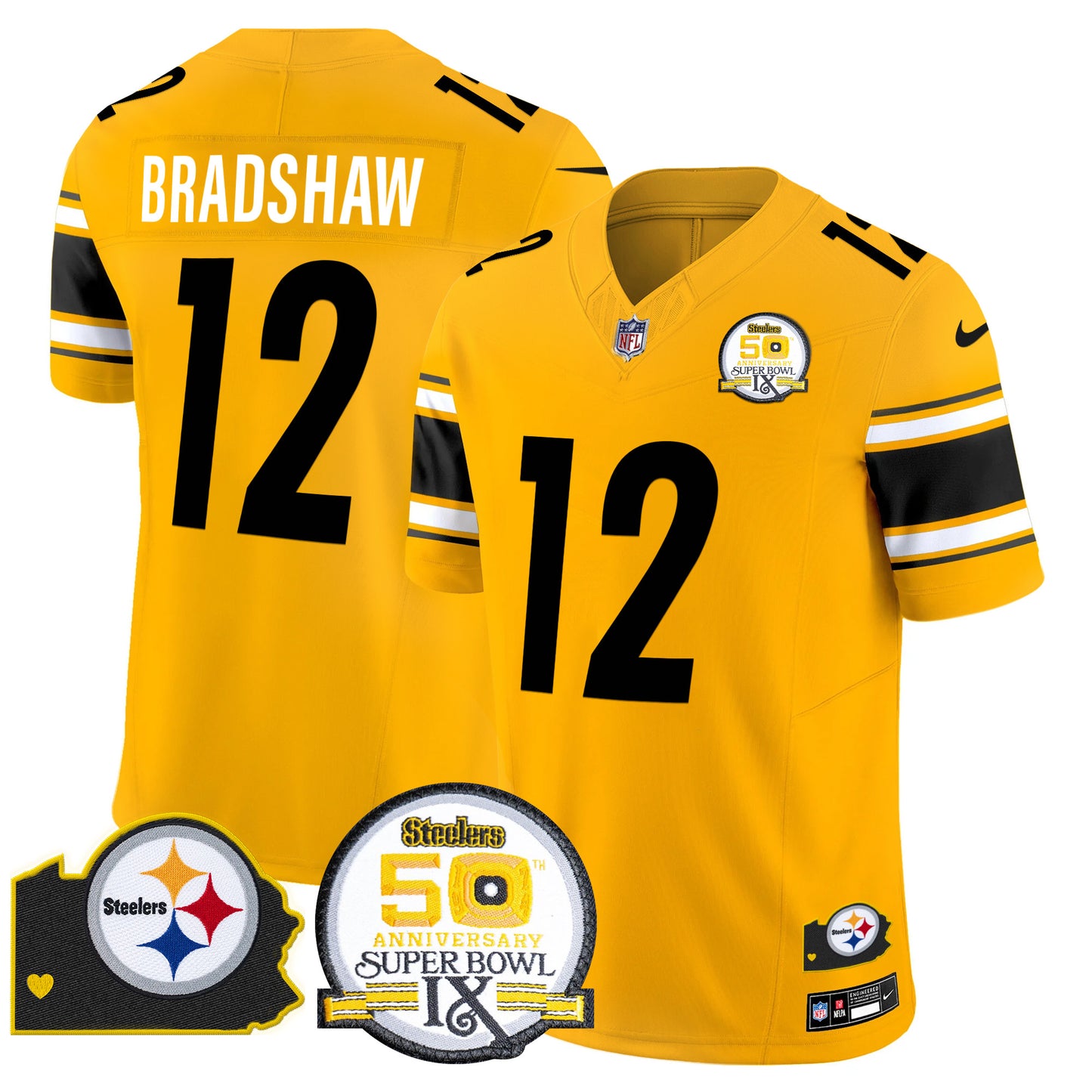 Men's Steelers 50th Anniversary Of Super Bowl IX & Map Patch Vapor Limited Jersey - All Stitched