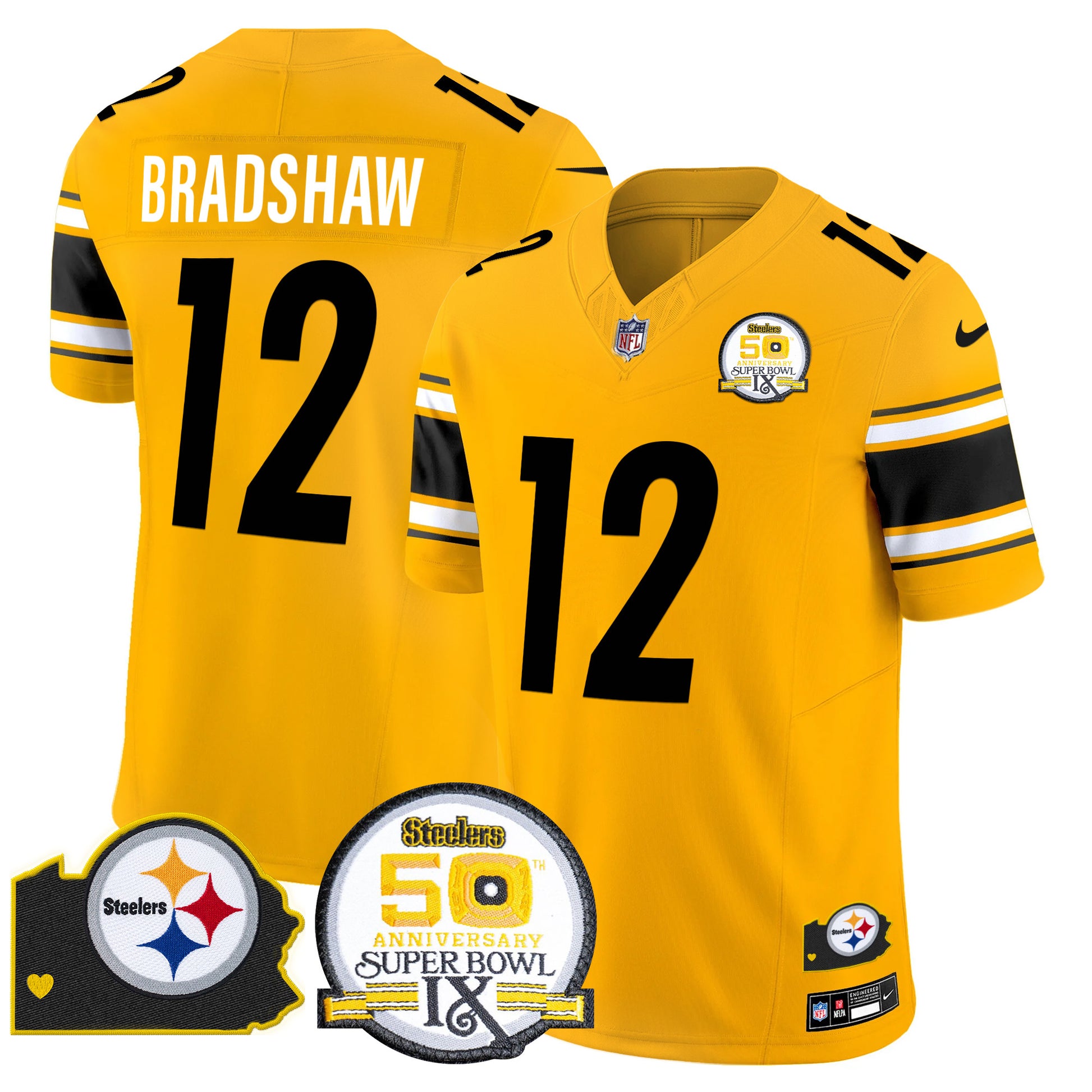 Men's Steelers 50th Anniversary Of Super Bowl IX & Map Patch Vapor Limited Jersey - All Stitched