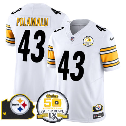 Men's Steelers 50th Anniversary Of Super Bowl IX & Map Patch Vapor Limited Jersey - All Stitched
