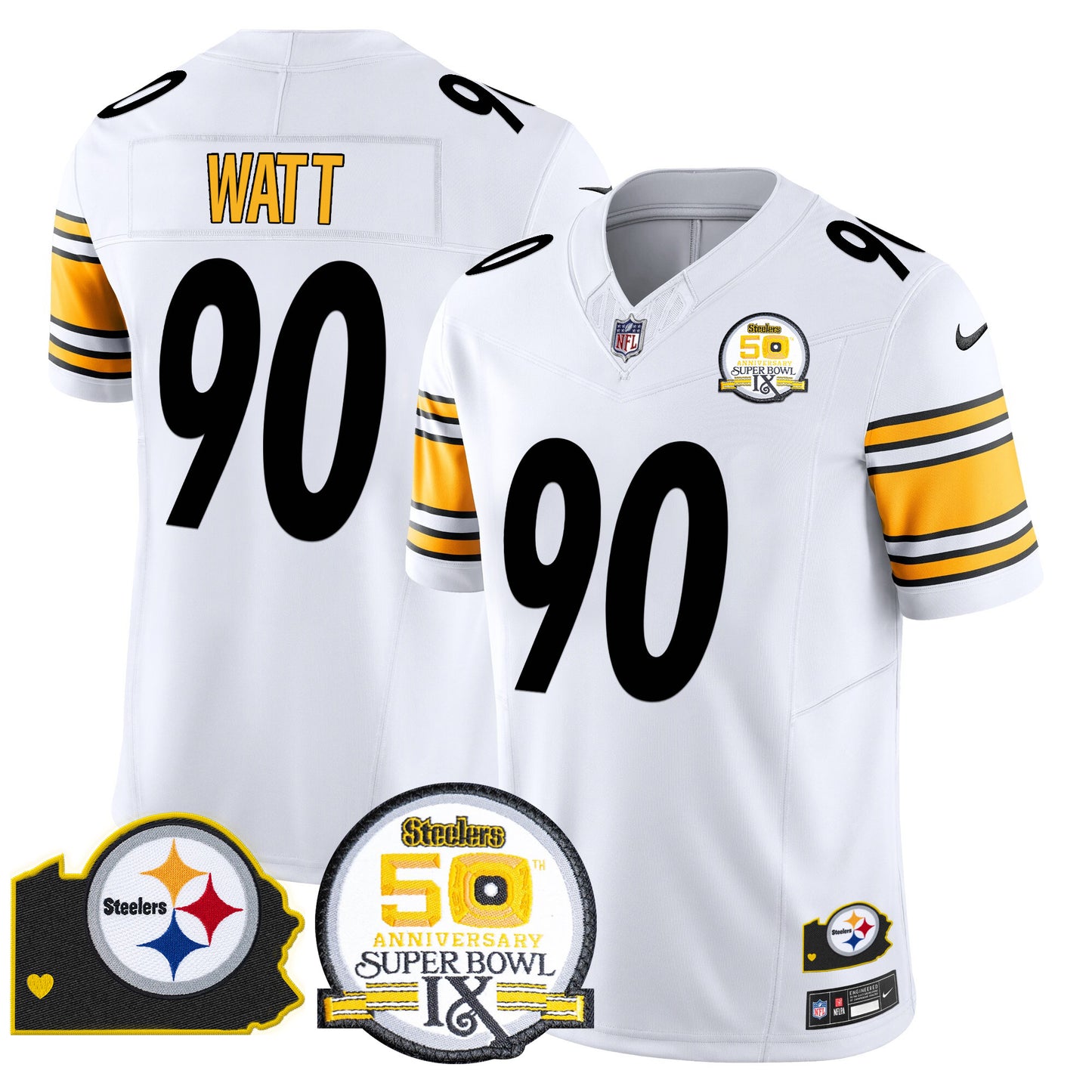 Men's Steelers 50th Anniversary Of Super Bowl IX & Map Patch Vapor Limited Jersey - All Stitched