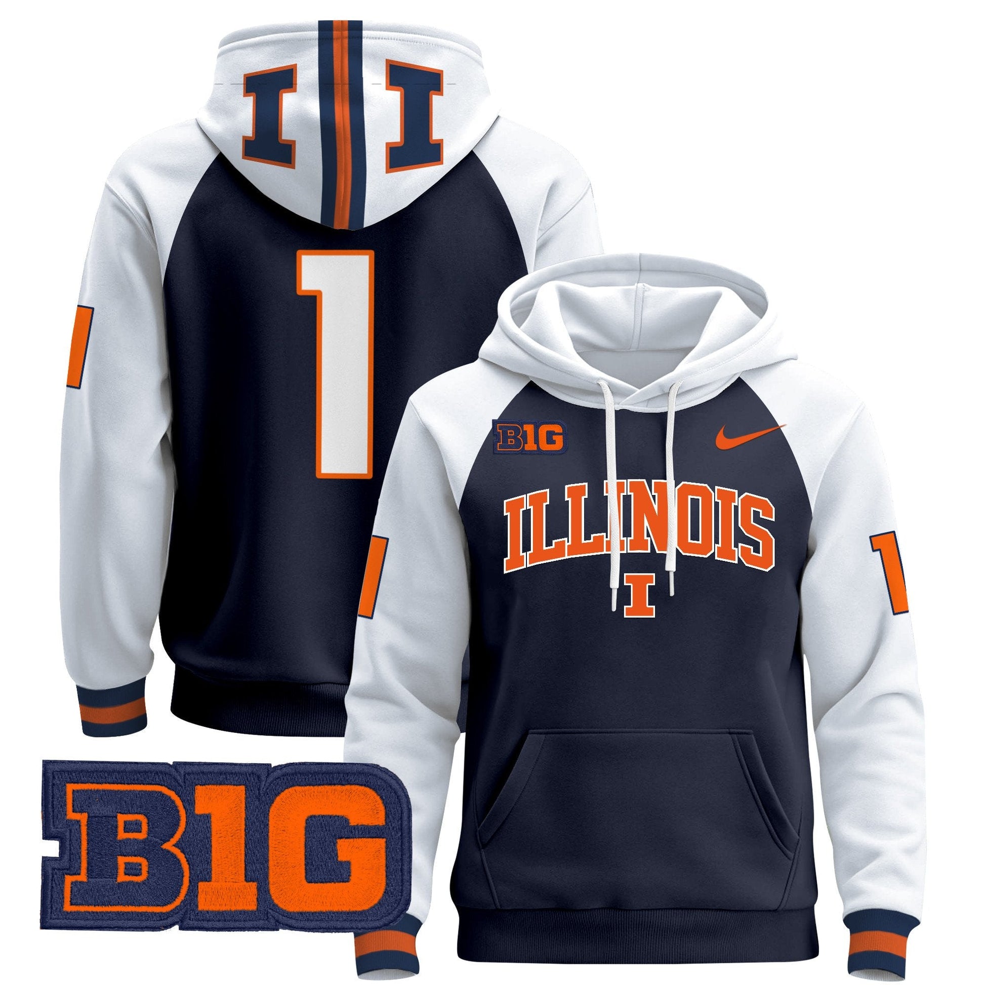 Men's Illinois Fighting Illini 2025 Pullover Hoodie V2 - All Stitched