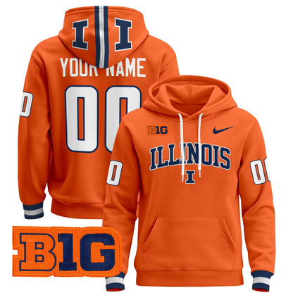 Illinois Fighting Illini 2025 Custom Pullover Hoodie V2 - All Stitched