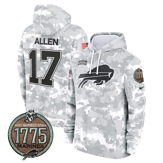 Buffalo Bills 2024 Salute to Service Establishment Year Patch Fleece Pullover Hoodie
