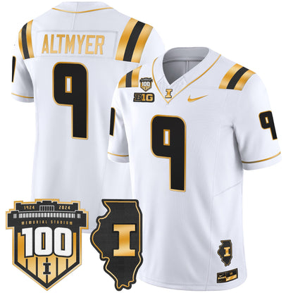 Illinois Fighting Illini 100th Memorial Stadium Patch Gold Vapor Limited Jersey - All Stitched