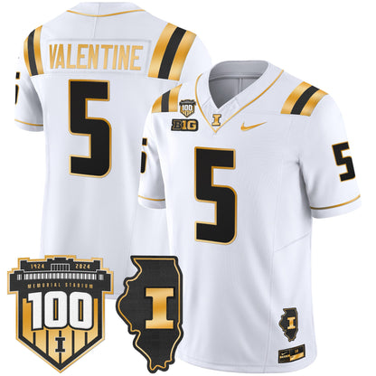 Illinois Fighting Illini 100th Memorial Stadium Patch Gold Vapor Limited Jersey - All Stitched