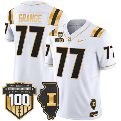 Illinois Fighting Illini 100th Memorial Stadium Patch Gold Vapor Limited Jersey - All Stitched