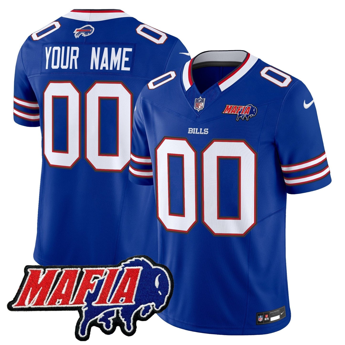 BUF 2025 Bills Mafia Patch Vapor Limited Custom Jersey - All Stitched
