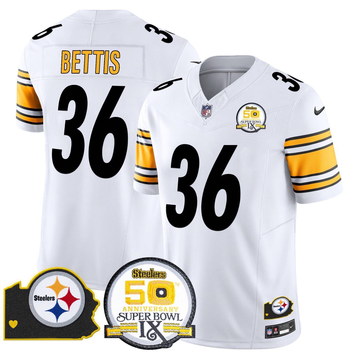 Men's Steelers 50th Anniversary Of Super Bowl IX & Map Patch Vapor Limited Jersey - All Stitched