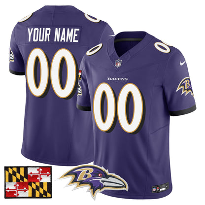 Baltimore Ravens 2024 Maryland Flag Vapor Limited Custom Jersey - All Stitched