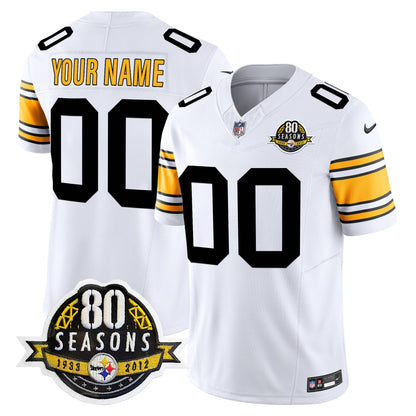 Steelers 80th Anniversary Patch Vapor Limited Custom Jersey - All Stitched