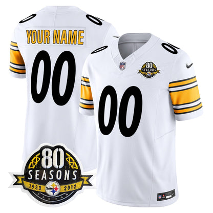 Steelers 80th Anniversary Patch Vapor Limited Custom Jersey - All Stitched