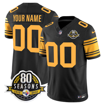 Steelers 80th Anniversary Patch Vapor Limited Custom Jersey - All Stitched