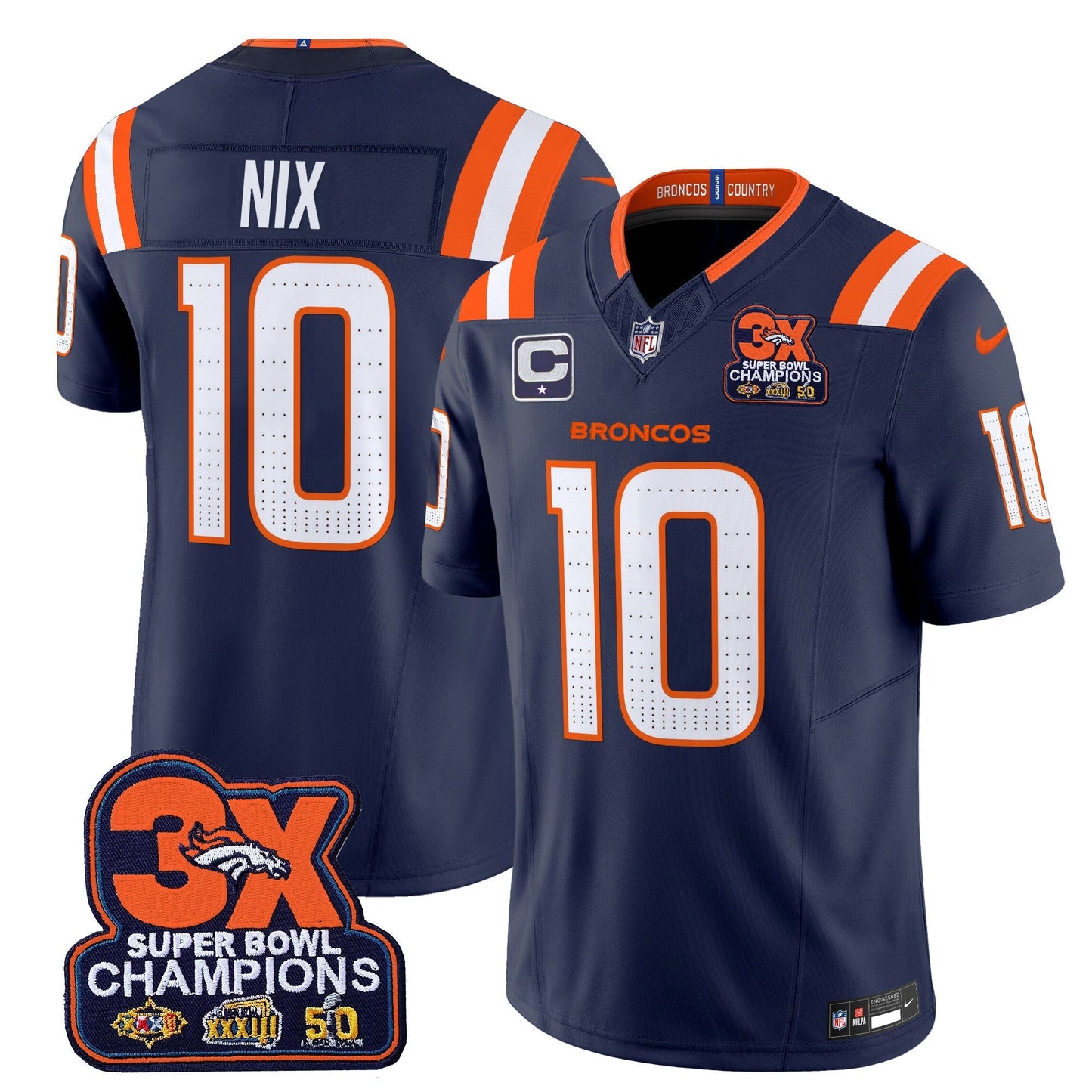 DEN 3-Time Champions Patch Vapor Limited Jersey V2 - All Stitched