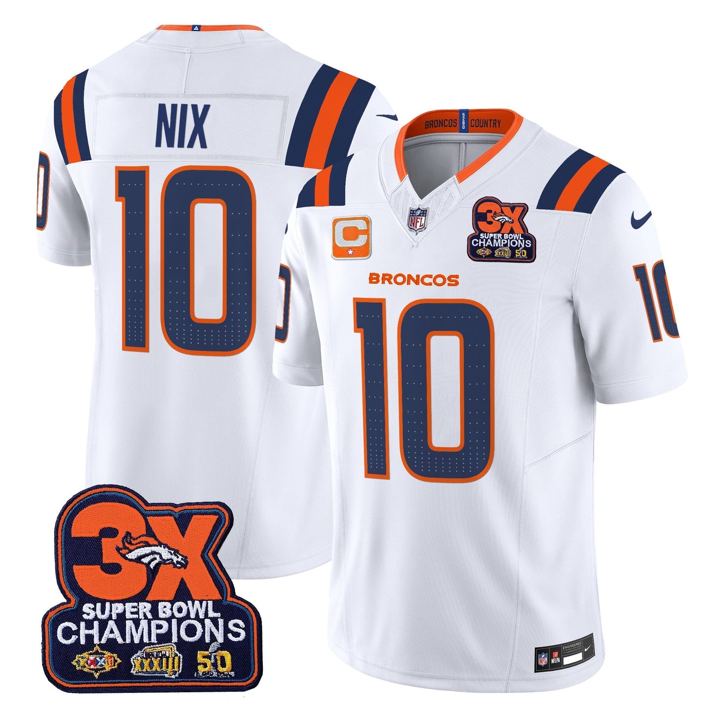 DEN 3-Time Champions Patch Vapor Limited Jersey V2 - All Stitched